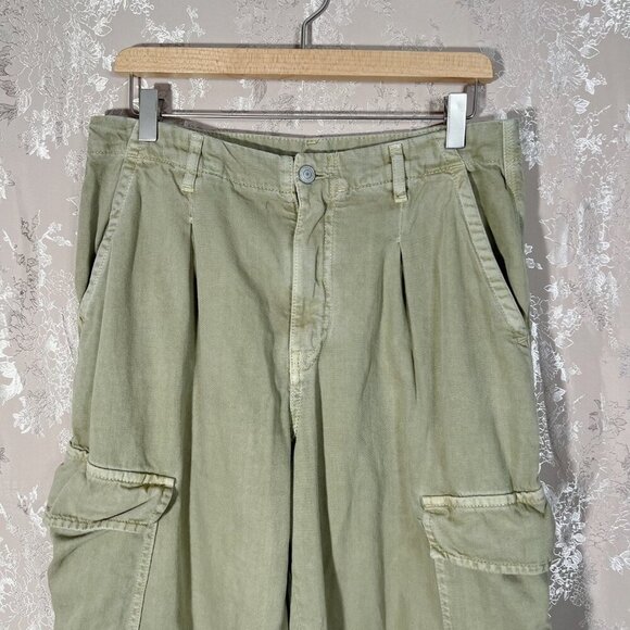 Free People First Light Utility Pant Green Tan Cargo Pants Women's Size 8 - Picture 4 of 8